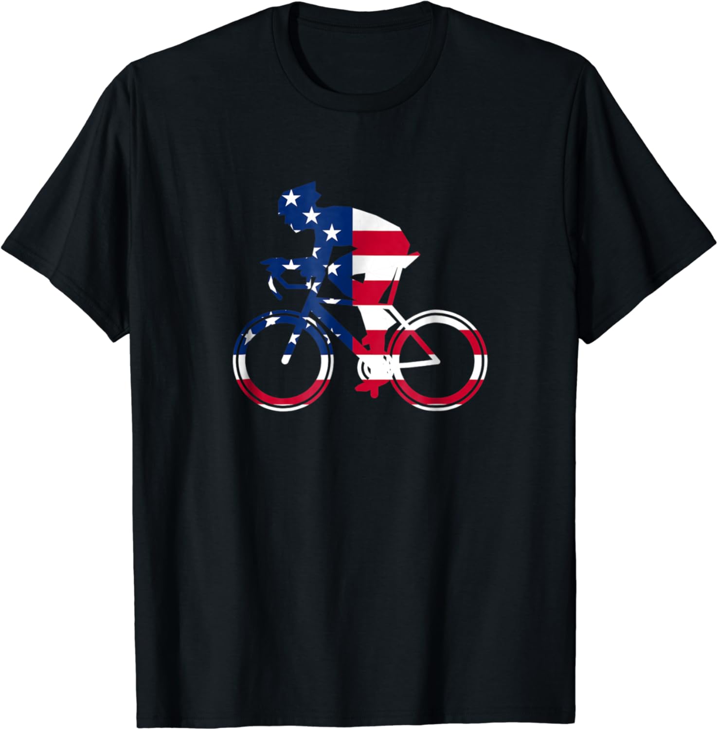 American Flag Cycling Shirt Vintage Bicycle Biking Gift Tee